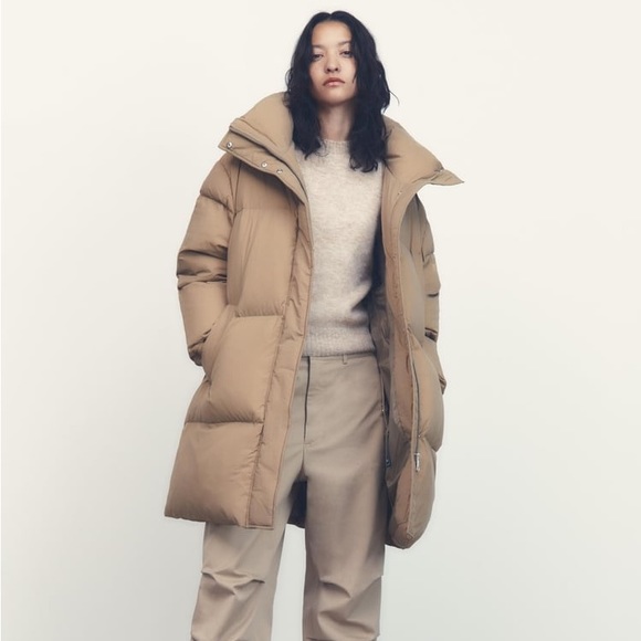 Zara Jackets & Blazers - Zara Taupe Brown Down Coat Thermal Edition